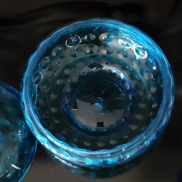 1940s Gorgeous 💙 Blue 7 1/2" Lidded Dish by Beacon🇺🇲 NJ - Picture 7 of 15